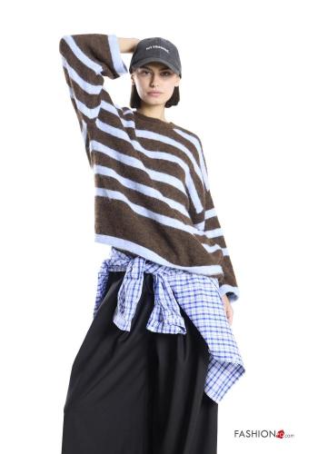 Maglione in Misto Lana girocollo Fantasia righe