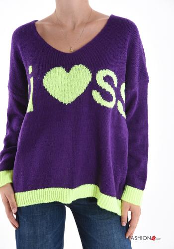 Maglione Fantasia scritta scollo a V - ph 1