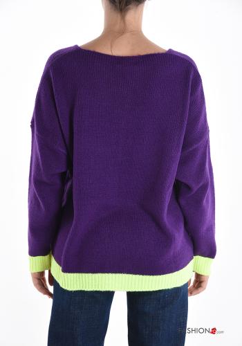 Maglione Fantasia scritta scollo a V - ph 2