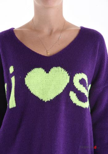 Maglione Fantasia scritta scollo a V - ph 4