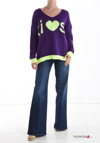 Maglione Fantasia scritta scollo a V - ph 5