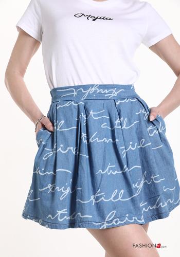 Lettering print Cotton Mini skirt with pockets - ph 4