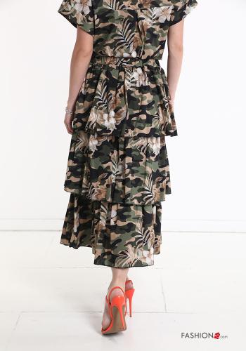 Gonna in Cotone Longuette Fantasia camouflage con balze - ph 3