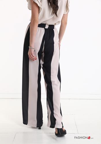 Pantalone wide leg Fantasia righe con coulisse con elastico - ph 3