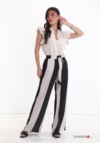 Pantalone wide leg Fantasia righe con coulisse con elastico - ph 4