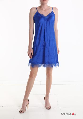sleeveless knee-length lace trim Dress with v-neck