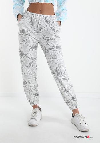 Pantalone sportivo in Cotone  con tasche Fantasia batik - ph 1