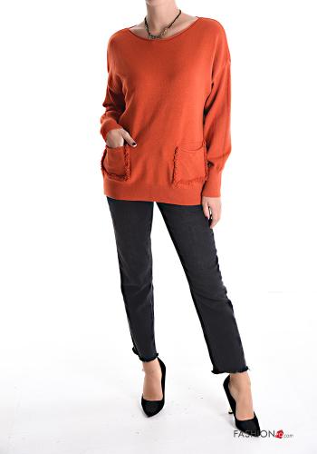 Sweater with pockets boat neckline - ph 5