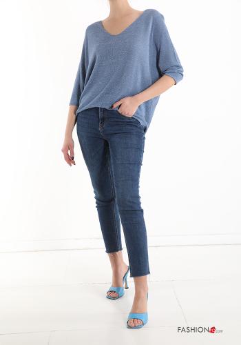 Lurex Strickpullover mit V-Ausschnitt - ph 5