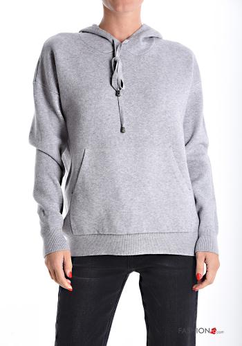 long sleeve Sweater with pockets with elastic with hood - ph 1