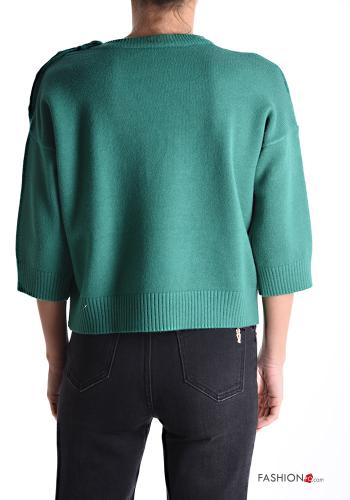 crew neck Sweater with buttons 3/4 sleeve - ph 2