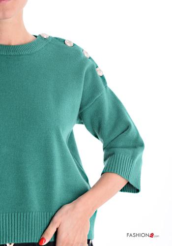 crew neck Sweater with buttons 3/4 sleeve - ph 4