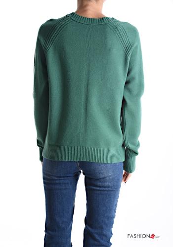 lange ärmel u-boot ausschnitt Strickpullover mit Knöpfen - ph 2
