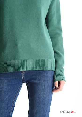 lange ärmel u-boot ausschnitt Strickpullover mit Knöpfen - ph 4