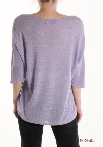 Lurex Strickpullover mit V-Ausschnitt 3/4 ärmel - ph 2