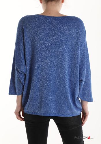 Lurex Strickpullover mit V-Ausschnitt 3/4 ärmel - ph 2