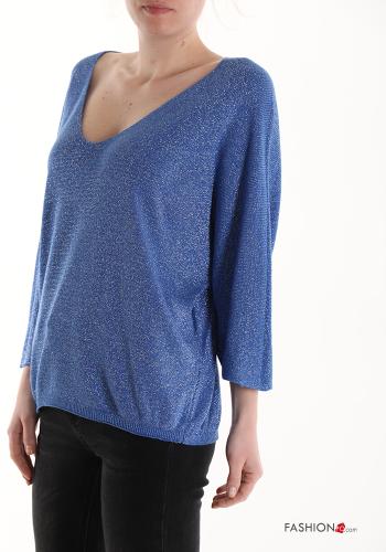 Lurex Strickpullover mit V-Ausschnitt 3/4 ärmel - ph 3