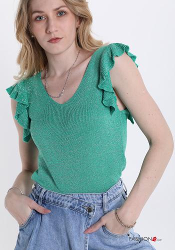 Top lurex con balze scollo a V - ph 1
