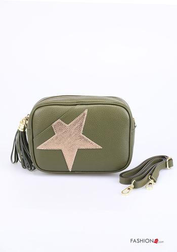 Pochette in Vera pelle con frange con zip con tracolla