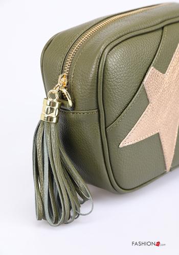 Pochette in Vera pelle con frange con zip con tracolla - ph 4