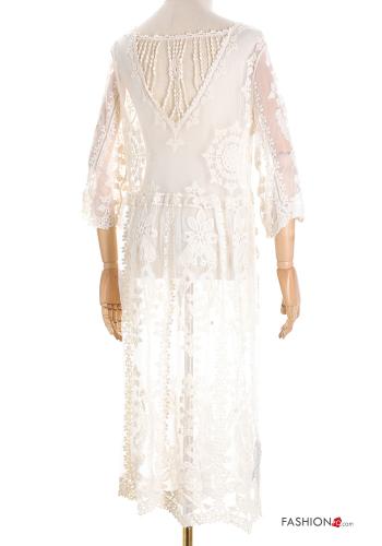 Besticktes Muster lange Strandkleid mit V-Ausschnitt 3/4 ärmel - ph 2