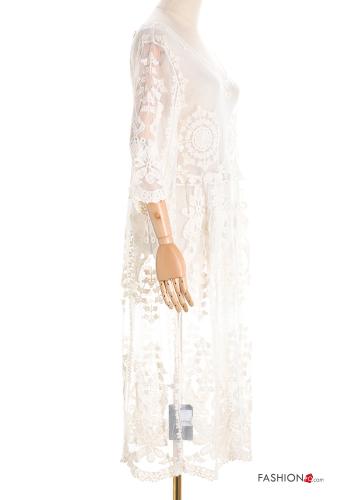 Besticktes Muster lange Strandkleid mit V-Ausschnitt 3/4 ärmel - ph 3