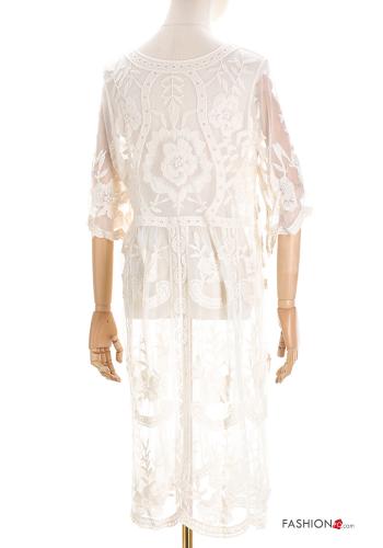 Copricostume lungo Fantasia ricamata maniche a tre quarti - ph 2