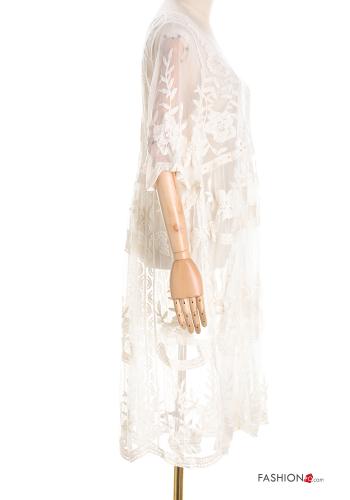 Copricostume lungo Fantasia ricamata maniche a tre quarti - ph 3