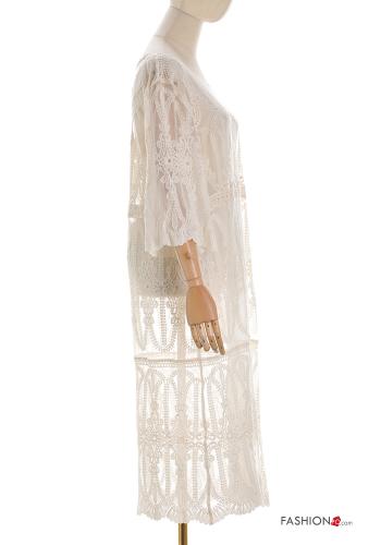 Embroidered long Cover up 3/4 sleeve - ph 3