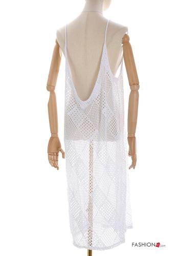 Besticktes Muster ärmellos lange Strandkleid aus Baumwolle mit V-Ausschnitt - ph 2