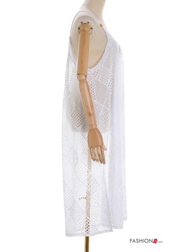 Besticktes Muster ärmellos lange Strandkleid aus Baumwolle mit V-Ausschnitt - ph 3