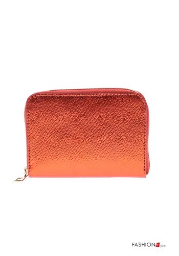 metallic Genuine Leather Wallet with zip with coin purse with wallet