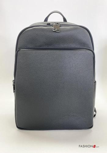 Sac à dos en Cuir Véritable unisex avec poches avec fermeture éclair avec doublure pour ordinateur avec ceinture