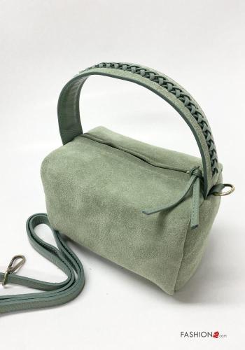 Suede Genuine Leather Handbag with zip with shoulder strap - ph 1