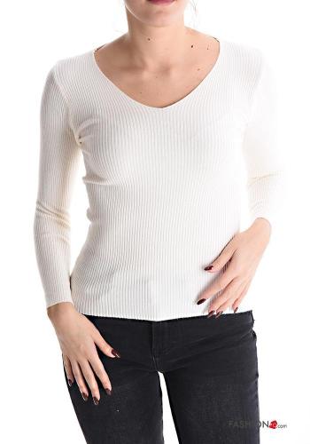 Jersey canalé con cuello en v - ph 1