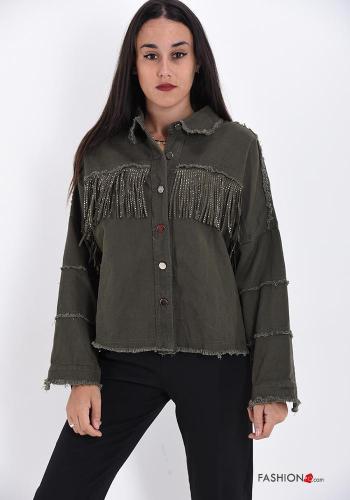 Jacke aus Baumwolle mit Knöpfen mit Fransen mit Nieten - ph 1