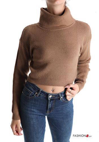 Maglione costine maniche lunghe a collo alto - ph 1