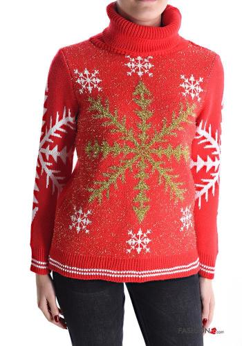 Maglione maniche lunghe Fantasia natalizia a collo alto - ph 1