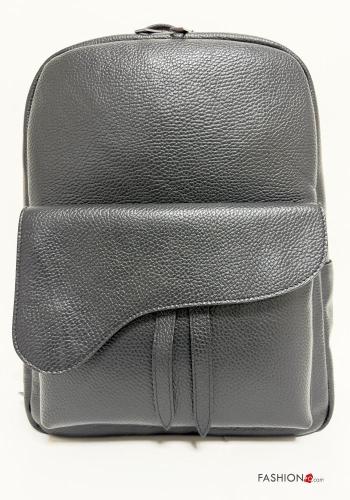 unisex mit schnalle Rucksack aus Echtes Leder mit Gürtel mit Futter mit Band mit Taschen für PC mit Reißverschluss - ph 1