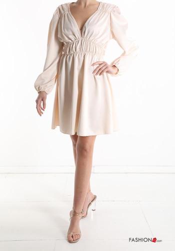 satin Dress with v-neck