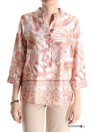 Blouse with buttons 3/4 sleeve with v-neck