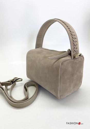 Borsa in Vera pelle camoscio con fodera con tracolla con tasche con zip