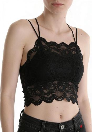 Top sin mangas espalda descubierta encaje corto con copas