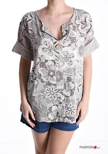 short sleeve Cotton Blouse with buttons - ph 1
