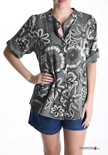 Cotton Shirt with buttons 3/4 sleeve