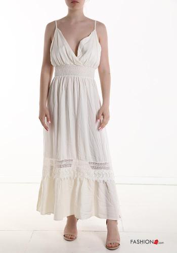 Vestido sin mangas largo con volantes con cuello en v