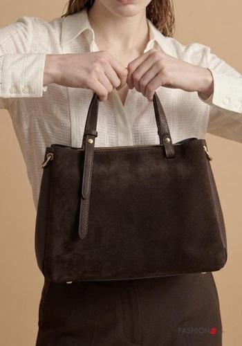 Bolso de Cuero Genuino con cremallera con bandolera