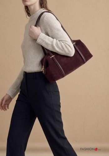 Bolso de Cuero Genuino con cremallera con bandolera