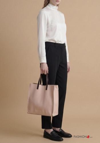 Shopper (Tote) de Cuero Genuino con hebilla con bolsillos con bandolera