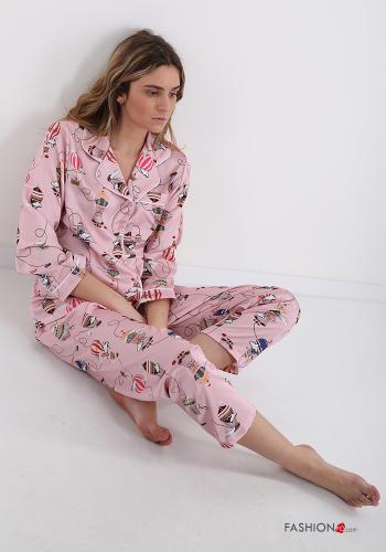 Pyjama set  with buttons with pockets Printed pattern - ph 1